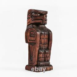 Model Totem Pole Hand-Carved Eagle Design Native American Art