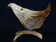 Moose Antler Hand Carved Bald Eagle Head Very Nice Quality Signed Rustic Cabin
