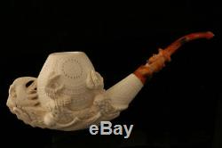 Myth Eagle Hand Carved Block Meerschaum Pipe in a fitted CASE 8408