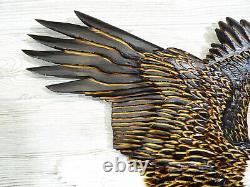 NEW! Hand Carved BALD EAGLE ready to FLY Wall Art Chainsaw Wood Carving