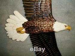NEW! Hand Carved SOARING BALD EAGLE Wall Art Cabin Decor Chainsaw Wood Carving