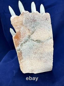 Native American Hand Carved Stone Statue of Hunter, Eagle and Bear Paw Very Rare