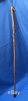 Native American Indian Signed Handcarved Eagle Walking Stick Mickey Irish