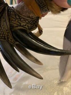 Native American Pipe Badger Claws Eagle Wood Hand Carved Ceremonial Medicine