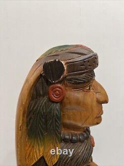 Native American Tribal 3-Face, Eagle TOTEM POLE Hand Carved/Painted 20.5 Tall