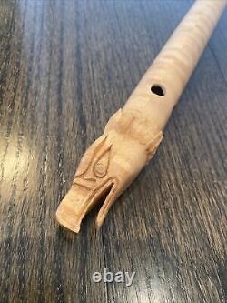 Native American Wooden Flute Hand Carved Eagle Face