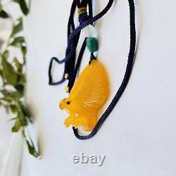 Natural Amber Gemstone Fly Eagle Hand-carved Bald Eagle Amulet Pendant Necklace