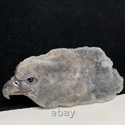 Natural Crystal Cluster Quartz Mineral Specimen Sphalerite Hand Carved Eagle