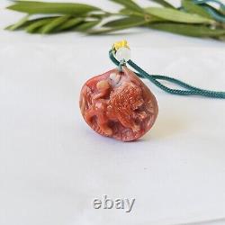 Natural Gemstone Agate Lion King Hand-carved Bald Eagle Amulet Pendant Necklace