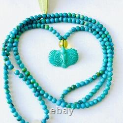 Natural Gemstone Turquoise Beads Hand-carved Eagle Amulet Pendant Necklace