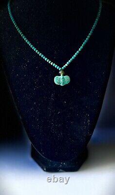 Natural Gemstone Turquoise Beads Hand-carved Eagle Amulet Pendant Necklace