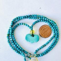 Natural Gemstone Turquoise Beads Hand-carved Eagle Amulet Pendant Necklace