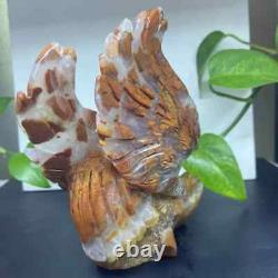 Natural Indonesian agate Quartz Hand Carved Eagle Skull Crystal Reiki Decor Gift