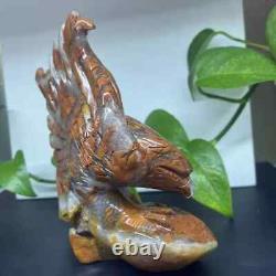 Natural Indonesian agate Quartz Hand Carved Eagle Skull Crystal Reiki Decor Gift