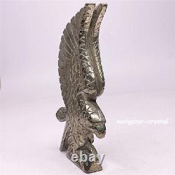 Natural Pyrite Hand Carved Eagle Crystal Hawk Skull Healing Carving Decor Gift