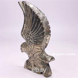 Natural Pyrite Hand Carved Eagle Crystal Hawk Skull Healing Carving Decor Gift