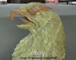 Natural Xiu jade jadeite Hand Carved Bird king Eagle Hawk Bust Feng Shui Statue