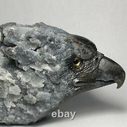 Natural crystal cluster quartz mineral specimen boutique pure hand carved eagle