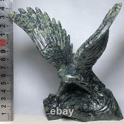 Natural crystal cluster quartz mineral specimen peacock eye hand-carved eagle