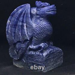 Natural mineral quartz specimen blue Dongling jade hand-carved dragon eagle gift