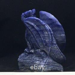 Natural mineral quartz specimen blue Dongling jade hand-carved dragon eagle gift