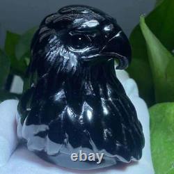 Natural pure hand carved obsidian rare eagle collection educational specimens