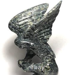 Natural quartz crystal clumps mineral specimen peacock eye hand-carved eagle
