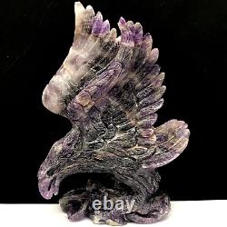 Natural quartz crystal cluster mineral specimen. Amethyst. Hand-carved. Eagle