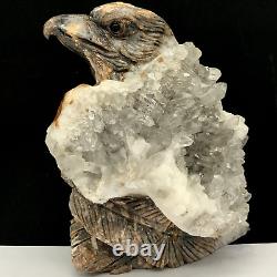 Natural quartz crystal cluster mineral specimen. Hand-carved. The eagle