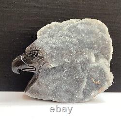 Natural quartz crystal cluster mineral specimen hand-carved the eagle collection