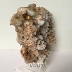 Natural stalactite quartz mineral specimen crystal hand-carved eagle gift