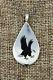 Navajo Sterling Silver Hand Carved Eagle Inlay Pendant By Larry Watchman
