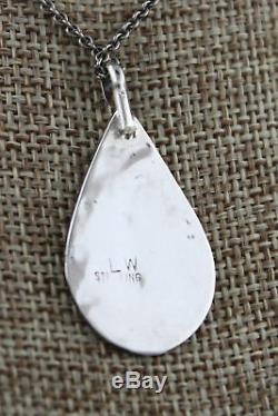 Navajo Sterling Silver Hand Carved Eagle Inlay Pendant by Larry Watchman