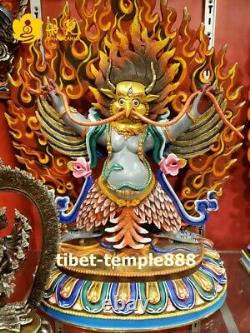 Nepal pure red copper 24K gold Garuda Dhwaja Hawk Eagle Bird God buddha Statue