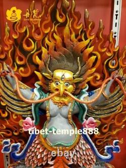 Nepal pure red copper 24K gold Garuda Dhwaja Hawk Eagle Bird God buddha Statue