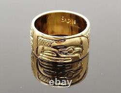 Northwest Coast 6.3gr 14K Gold Master Hand-Carved Eagle Head Design Ring