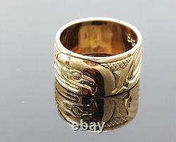 Northwest Coast 6.3gr 14K Gold Master Hand-Carved Eagle Head Design Ring