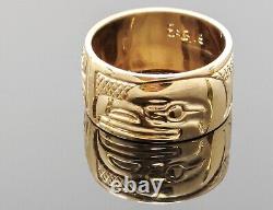 Northwest Coast 6.3gr 14K Gold Master Hand-Carved Eagle Head Design Ring