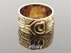 Northwest Coast 6.3gr 14K Gold Master Hand-Carved Eagle Head Design Ring