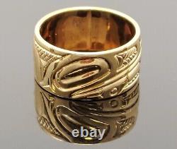 Northwest Coast 6.3gr 14K Gold Master Hand-Carved Eagle Head Design Ring