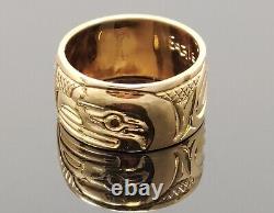 Northwest Coast 6.3gr 14K Gold Master Hand-Carved Eagle Head Design Ring