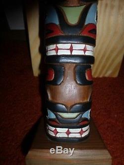 Northwest Coast Alaskan Hand Carved Cedar Eagle-Bear-Whale-Wolf Totem. A Must