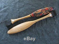 Northwest Coast Ceremonial Eagle Paddle, Hand Carved & Painted Oar Wy-02478