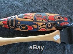 Northwest Coast Ceremonial Eagle Paddle, Hand Carved & Painted Oar Wy-02478