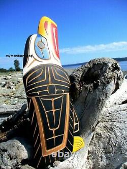 Northwest Coast First Nation native art hand carved cedar 19 Bald Eagle, signed