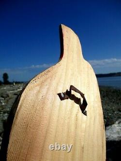 Northwest Coast First Nation native art hand carved cedar 21 tall Eagle, signed