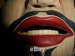 Northwest Coast Haida Nation Eagle Hand Carved Cedar Human Mask-Carol Young