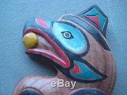 Northwest Coast Hand Carved Eagle Plaque, Hand Painted Wood Carving, #wy-00195