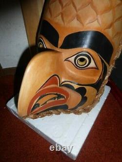 Northwest Coast Salish Deep Hand Carved Cedar EagleSalmon Mask-Janice Moran