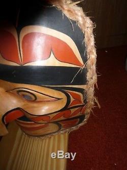 Northwest Coast Salish Hand Carved Cedar Human Eagle Mask-Rand Stiglitz
